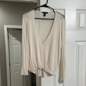 Forever 21 Cream V-Neck Blouse